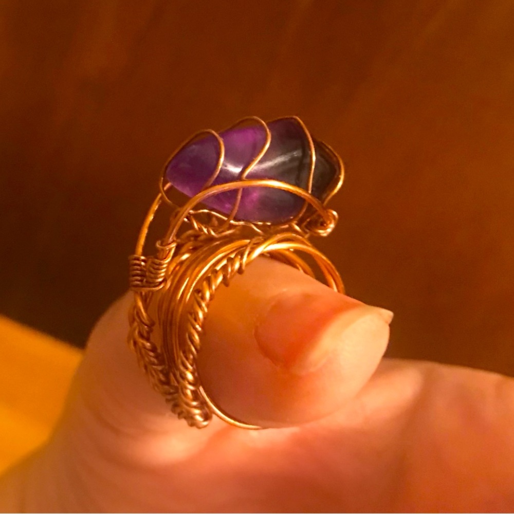 "Sarah" Copper and Amethyst Ring by Literati Love.